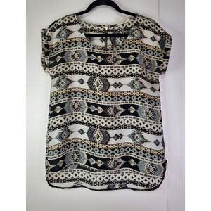 Hippie Rose Tunic Top size Medium Southwestern Print blouse